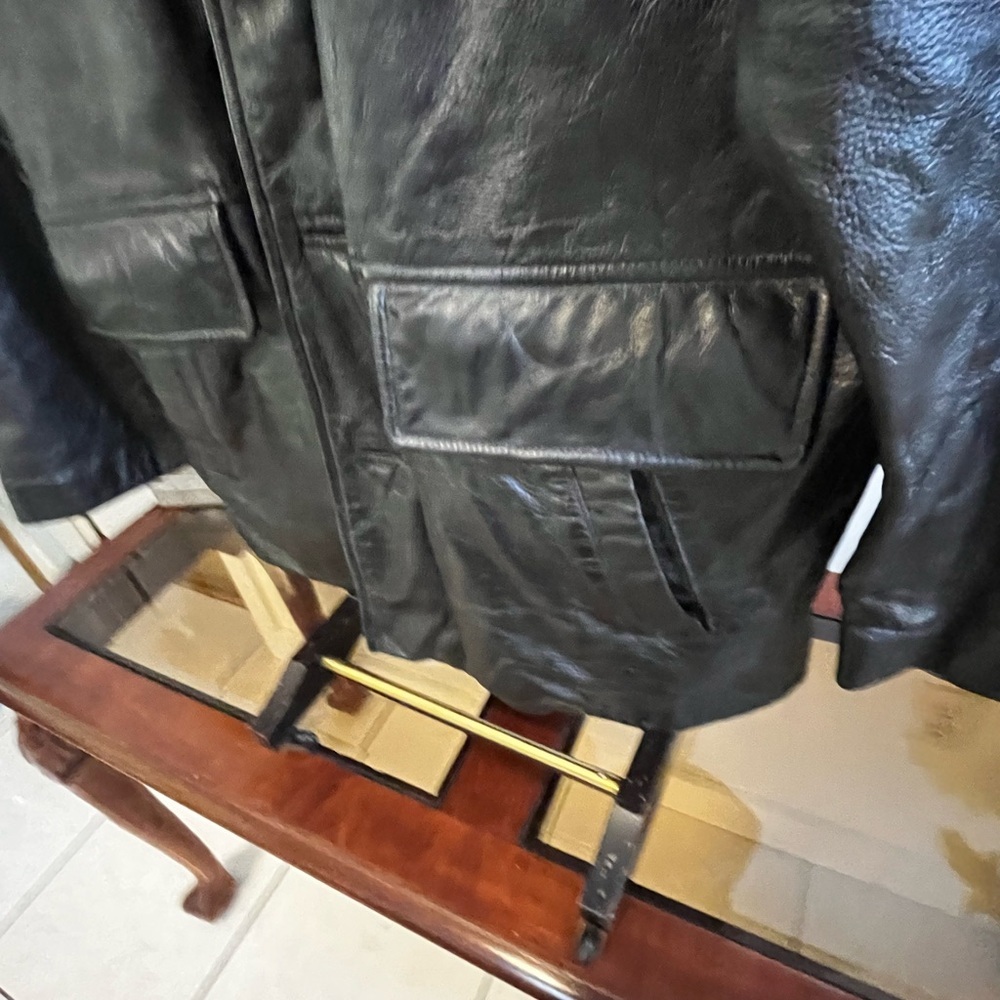 🖤 Authentic Adler Leather Jacket Mens Medium Black Vintage Button Front Coat - Picture 6 of 9